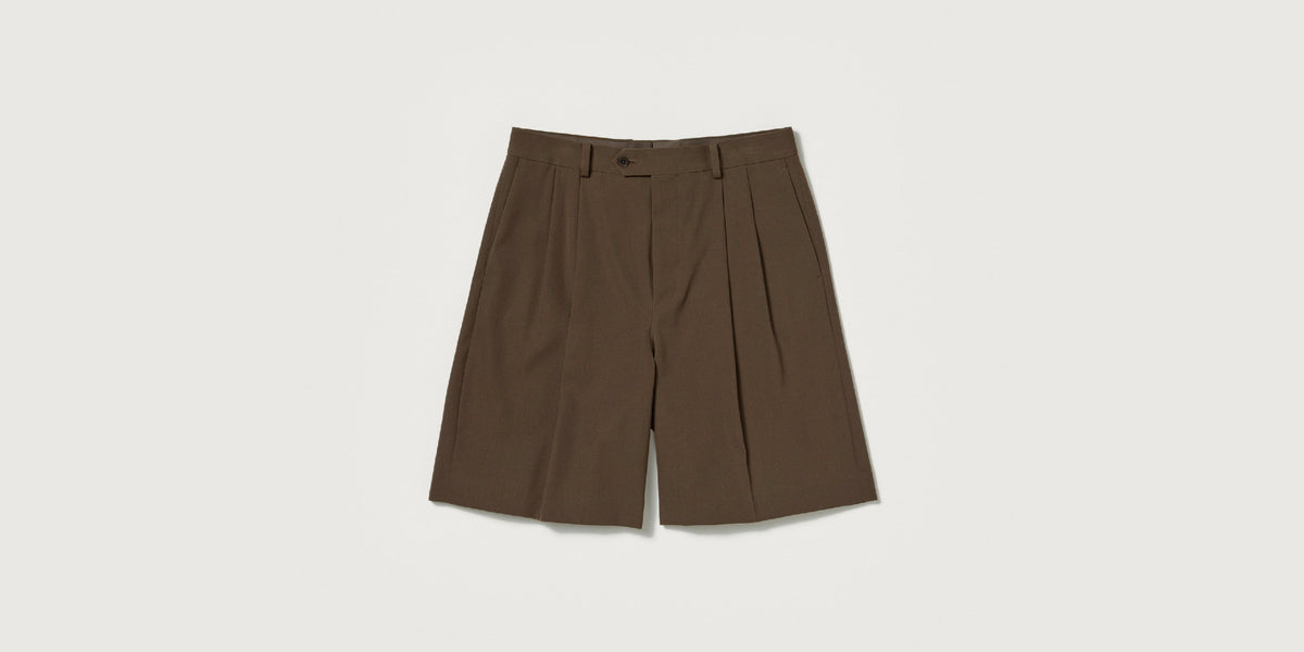 Auralee Men Light Wool Max Gabardine Shorts Dark Brown – OKURA
