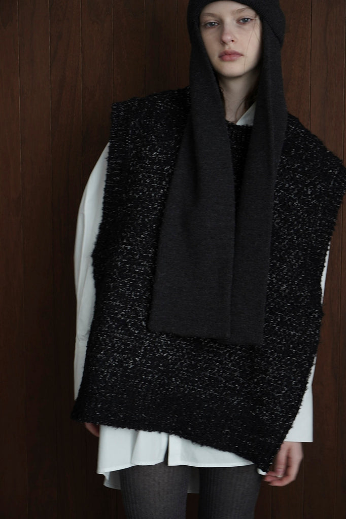Clane Side Zip Tweed Knit Vest Black – OKURA