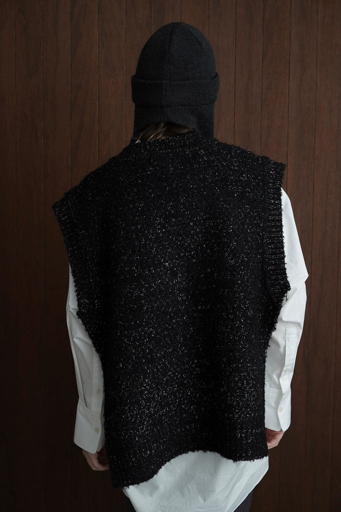 Clane Side Zip Tweed Knit Vest Black – OKURA