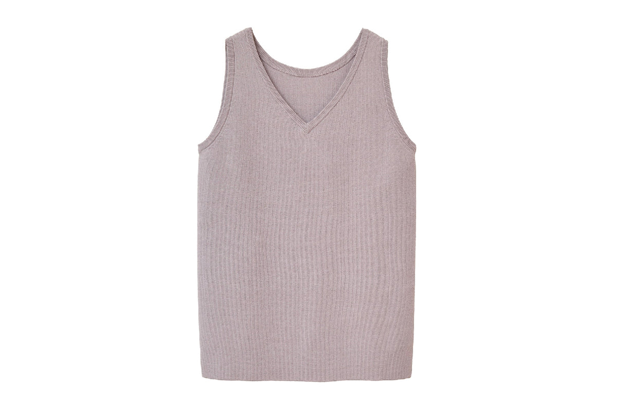 Clane W.Face Knit Tank Tops Light Purple – OKURA