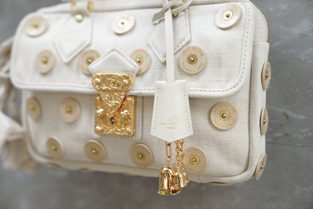 Louis Vuitton Polka Dot Panama Bowly Handbag Embellished Canvas at