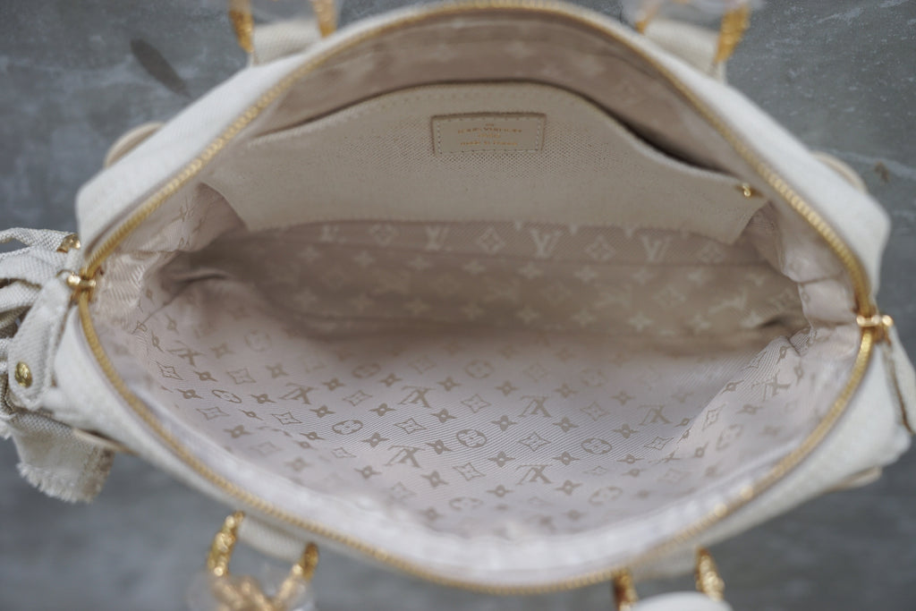 Louis Vuitton Brass Bowly Polka Dot Panama Bag - Neutrals Handle