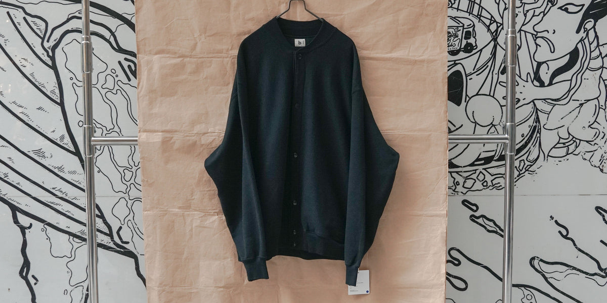 Blurhms Soft&Hard Sweat Snap Cardigan Black Green